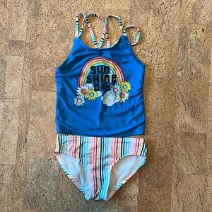 Rainbow blue tankini